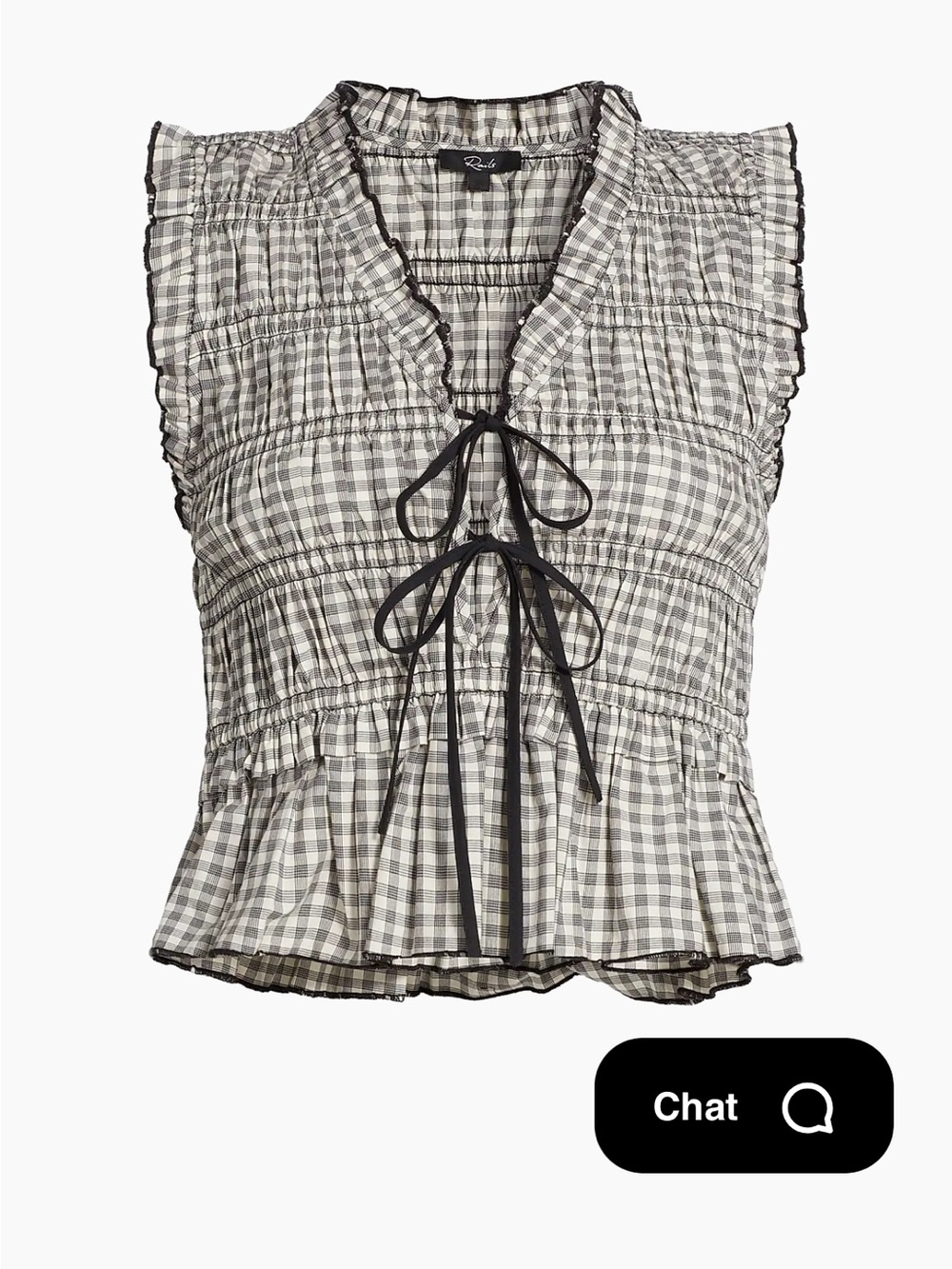 Rails Black & White Gingham Tie-Front Ruffle Sleeve Top & Matching Rails Skirt